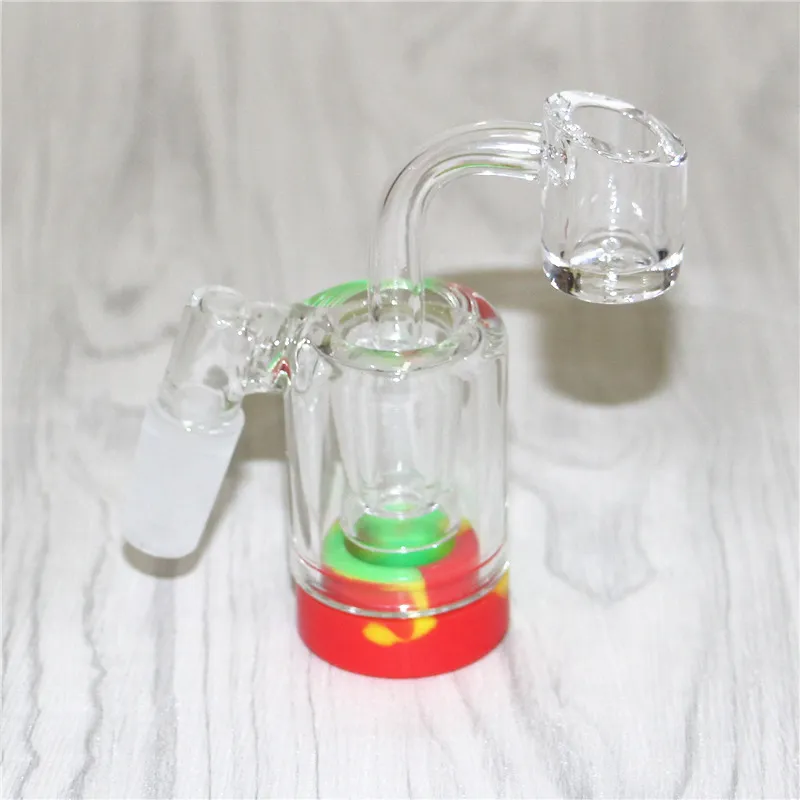 45 90 degrés 14 mm mâle femelle cendriers en verre pour fumer avec un récipient en silicone de 5 ml adaptateur de récupération pour conduites d'eau Bongs Dab plates-formes pétrolières