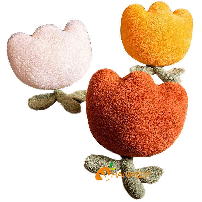 XCm Tulpe Sitzkissen gefüllt Pflanze Blume Plüsch Dekor flauschig weiche Rückenlehne Sofa Stuhl Bett Kinder Freundin Geschenk J220704