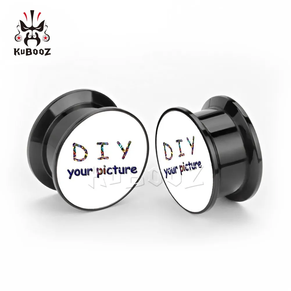 KUBOOZ Acrylic Customized Ear Plugs Tunnels Piercing DIY Body Jewelry Ear Gauges Earrings Expander 6mm to 30mm 120PCS