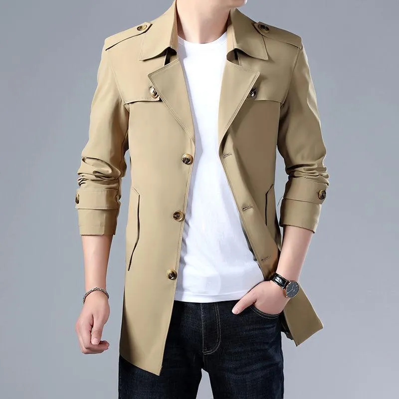 Men's Trench Coats Men Coat 2022 Spring And Autumn Windbreaker Long Korean Slim Fit Youth Trend Japan Fashion Jacket Men's GenuineMen's