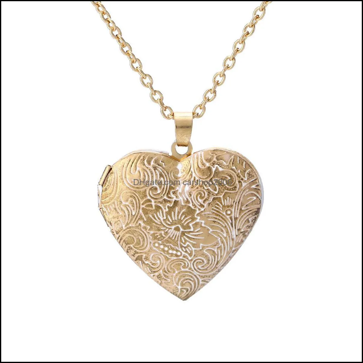 phase box necklace valentine lover gift hollow out water drop shell photo frames open locket necklaces gold plated beautifully carshop2006