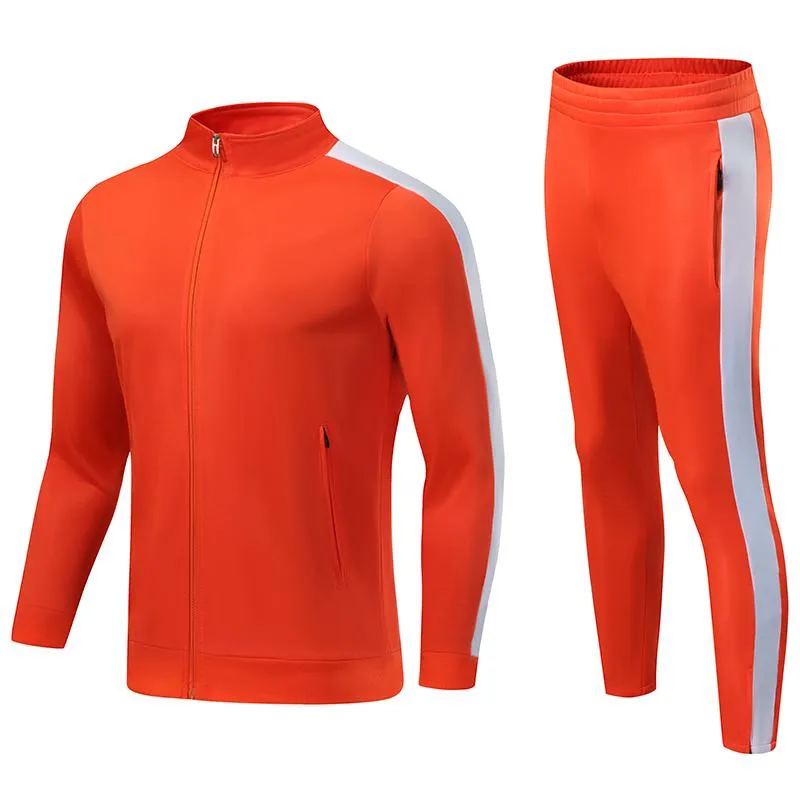 Vêtements de gymnastique Costume d'Halloween Adultes Garçons Orange Survêtement Ensembles Pleine Fermeture À Glissière Enfants Football Mâle Survêtements Jogging Sport WearGym