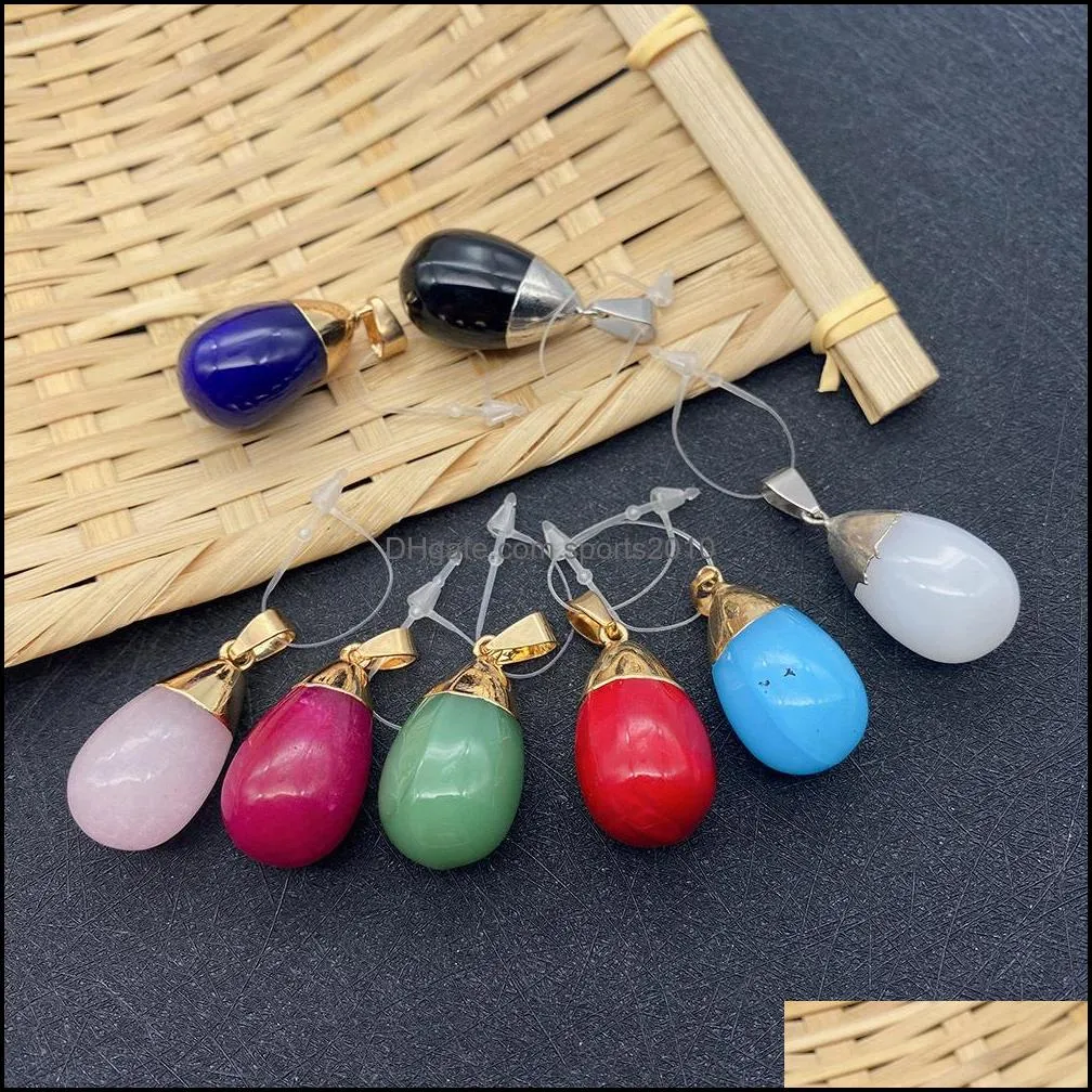 16x29mm natural crystal stone charms waterdrop green rose quartz pendants gold edge trendy for necklace earrings jewelry ma sports2010