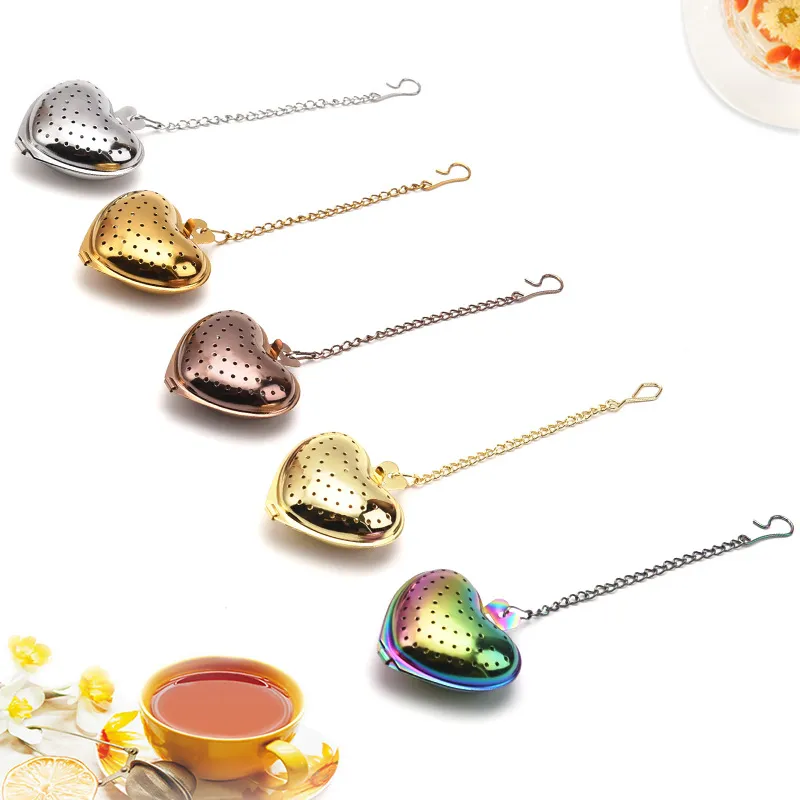 Stainless Steel Tea Infuser Ball Tools Heart-shaped Loose Leaf Tea Strainer Filters Spice Diffuser Herb Steeper XBJK2204
