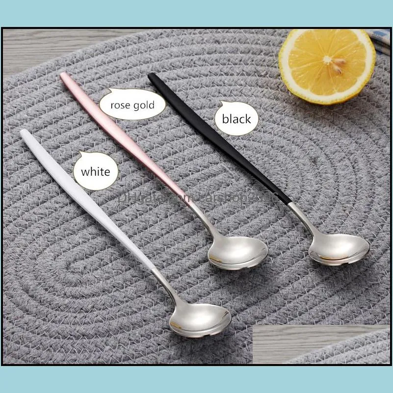 stainless steel coffee spoon with long handle kitchen coffee scoops ice cream dessert tea spoon bar kitchen accessories dhl free