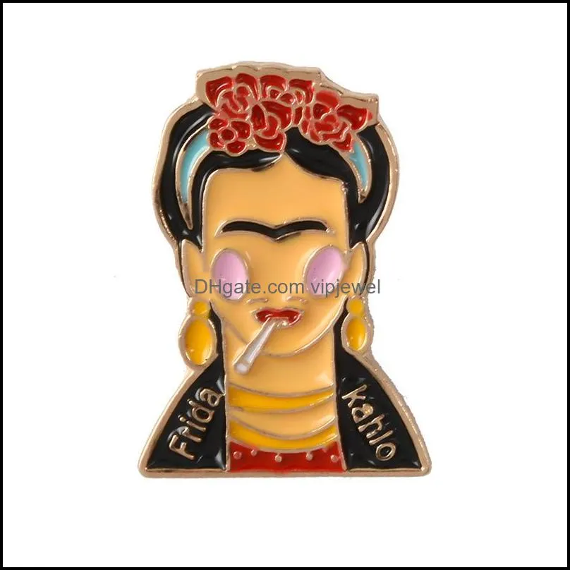 Painter Mexican artist Enamel Pins For Women Metal Decoration Brooch Bag Button Lapel Pin Men Broach Jewelry Gift