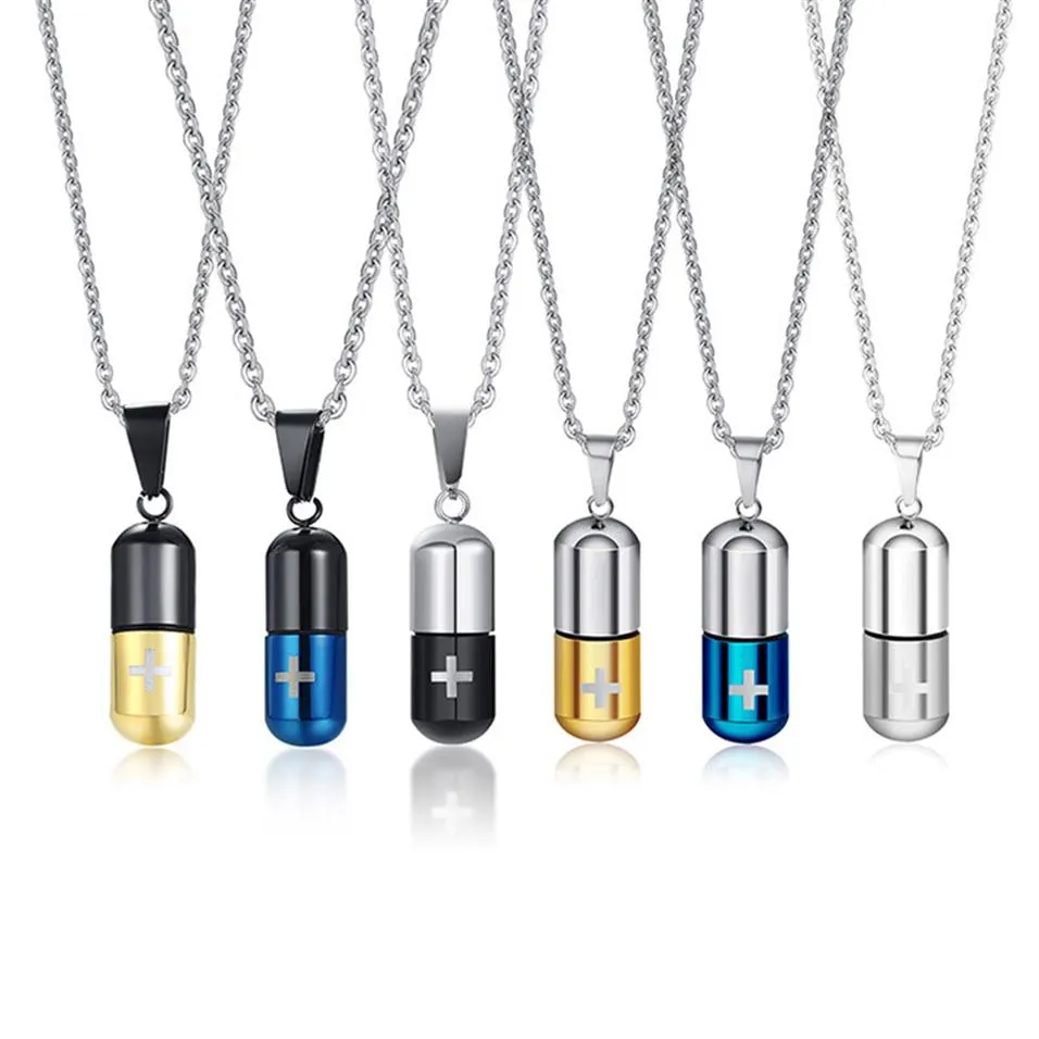 Stainless Steel Perfume Bottle Pendant Men and Women Necklace Laser Cross Titanium Steel Jewelry2237