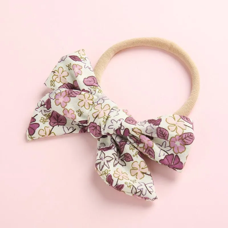 Hair Accessories Fabric Bows Floral Print Nylon Headbands Born Baby Cotton Knotbow Elastic Hairbands Toddler Girls Stretchy WrapsHair