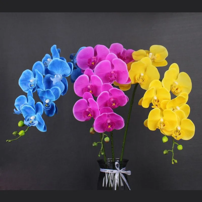 Fiori decorativi Ghirlande Fiore artificiale Farfalla nera Orchidea Seta Phalaenopsis Per matrimonio Christams Decorazione domestica Giardino in vaso