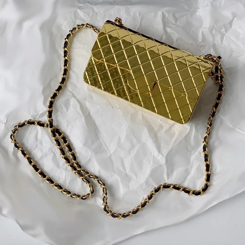 2022SS Kobiety brokatowe worki designerskie połyskujące złote srebrne metalowe torby na ramię
