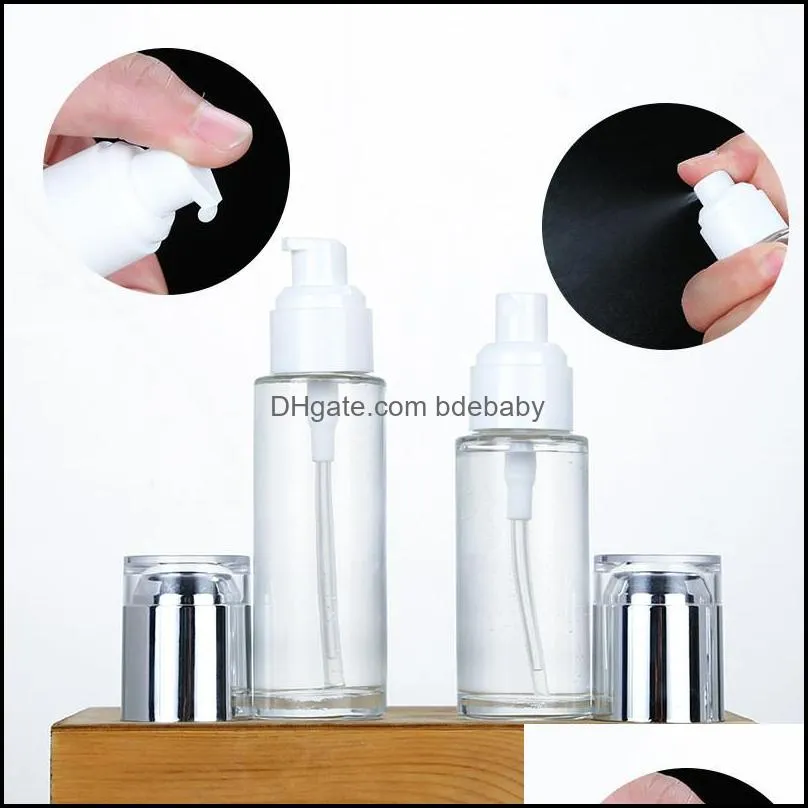 30ml 40ml 50ml 60ml 80ml 100ml Frosted Glass Bottle Lotion Spray Pump Bottles Cosmetics Sample Storage Containers Jars Pot