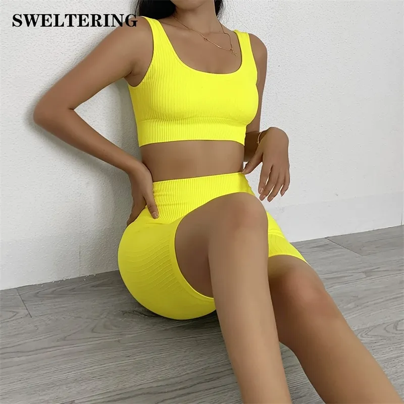 Seamless Sport Set Women Bra And Short Pants Sportswear 2 Piece Workout Outfit Active Fitness Suit Yoga Gym Sets Clothes W220418