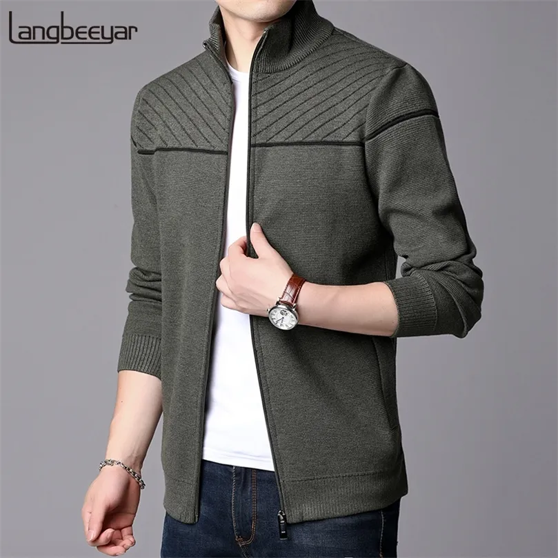 Vestes de mode Mens Stand Collier Cardigan Tendance Streetwear Pardessus Slim Fit Coupe-vent Casual Manteau Hommes Vêtements 201127