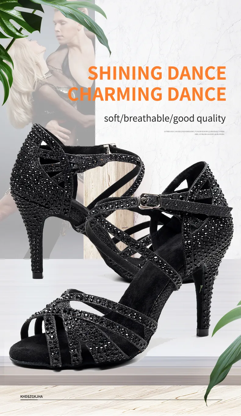 Scarpe Da Ballo Donna Latino Donna Ballroom Latino Dancing Wedding Party Sandali Nero Rhinestion Bachata Salsa Scarpe Da Ballo 220509 Da 25 31 DHgate