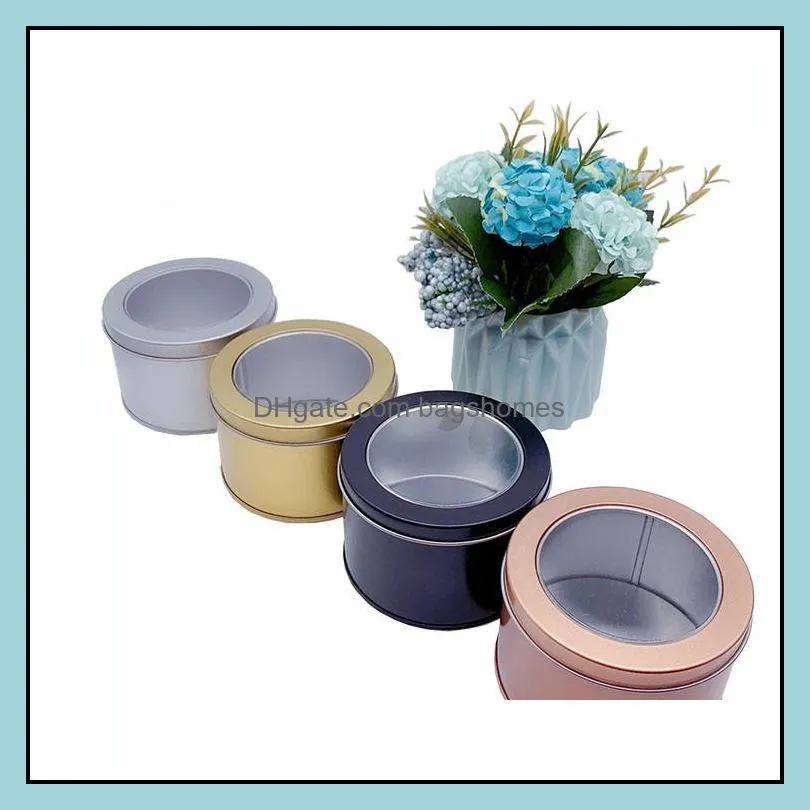Empty Round Metal Tin Cans Containers Gift Boxes with Clear Top Window Lid Travel Storage for Kitchen