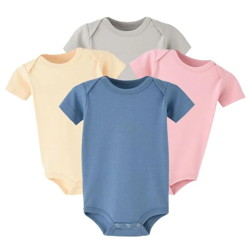 Rompers Summer Baby Bodysuit For Borns Solid Color Cotton Romper Spädbarn Jumpsuit Toddler Girl Boy Clothes Children's ClothingRompers