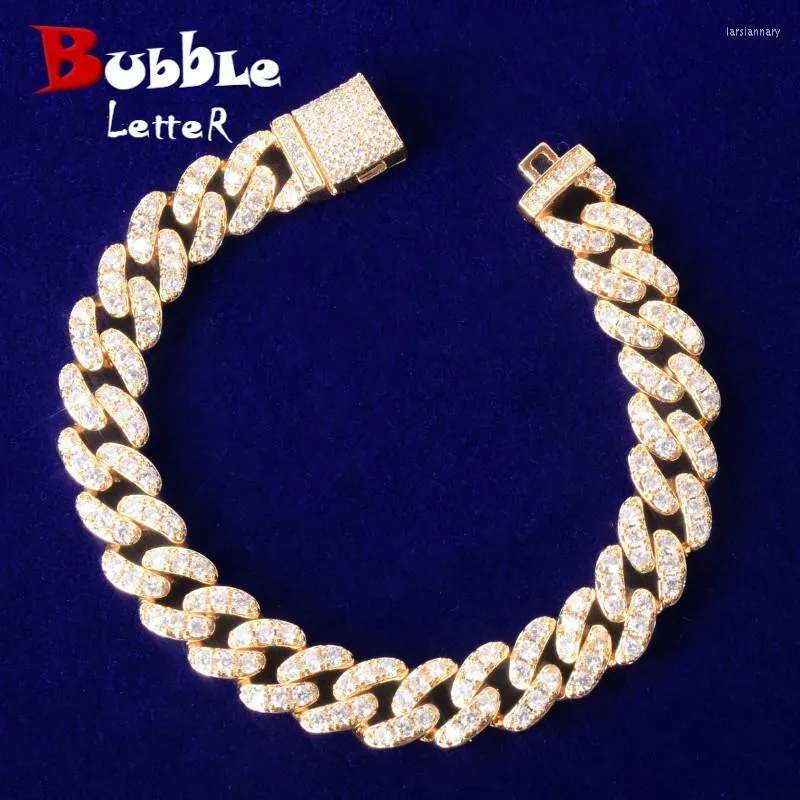 Länkkedja 10mm guldfärg miami kubansk armband bling kvinnliga smycken zirkon charm hip hop chainlink lars22