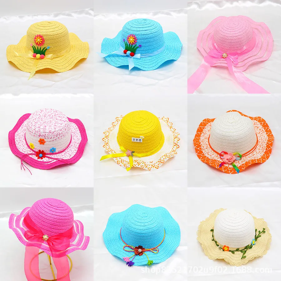 kids bucket hat summer straw hat children baby 2-5 years old child lace breathable mesh