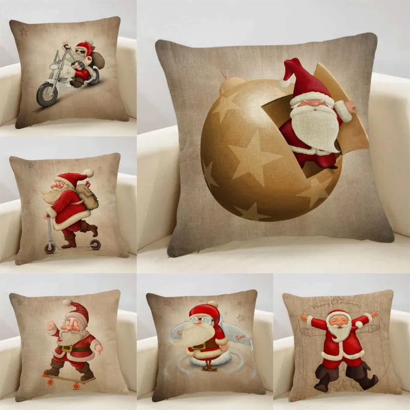 Kudde/dekorativ kudde Cartoon Christmas Printed Pudowcase Cushion Cover Toy Home Textil Soffa Decoration Car Pillowcasecushion/Decorati