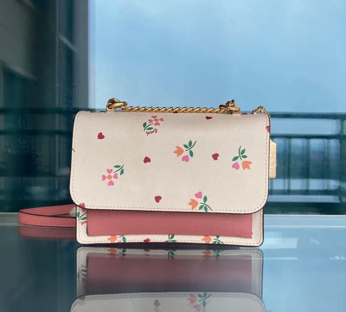 New women's strawberry print organ bag leather chain shoulder messenger MINI small square bag245K