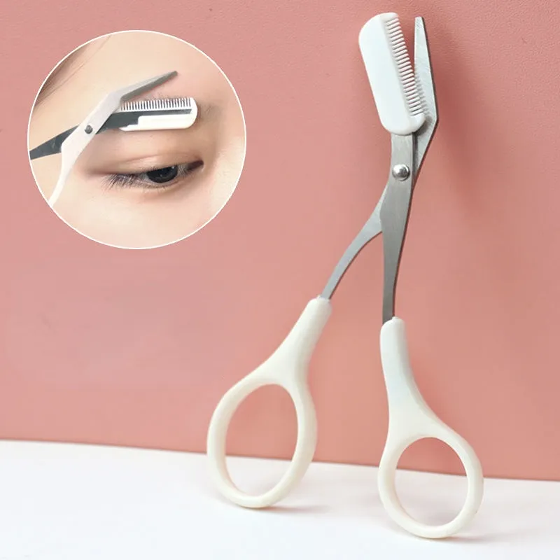1 Uds. Tijera recortadora de cejas con peines para dar forma a las cejas, afeitadora para el cuidado de las cejas, maquinilla de afeitar para mujer, accesorios de maquillaje