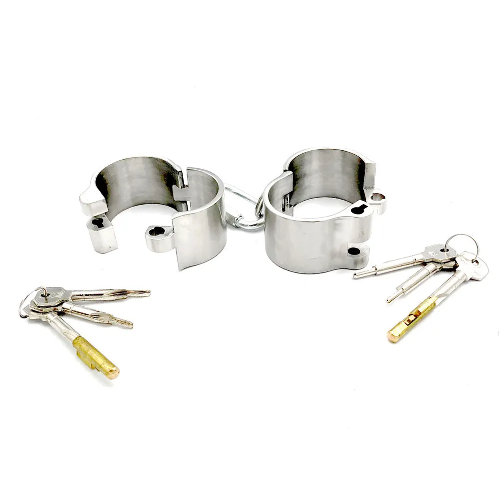 New Heavy 304 Stainless Steel Handcuffs Lockable Wrist Cuffs Female Shackles Restraint Fetish Slave Bondage Adults BDSM sexy Toys309T