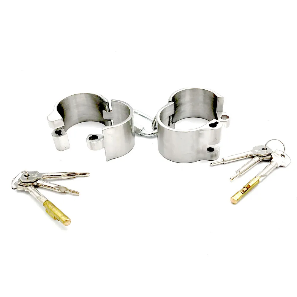 New Heavy 304 Stainless Steel Handcuffs Lockable Wrist Cuffs Female Shackles Restraint Fetish Slave Bondage Adults BDSM sexy Toys279x