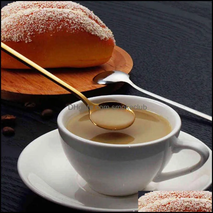 Tableware Tea Coffee Mixing Spoon Round Shape Stainless Steel Dessert Ice Cream Fruit Teaspoons Drink 1pcs 0221