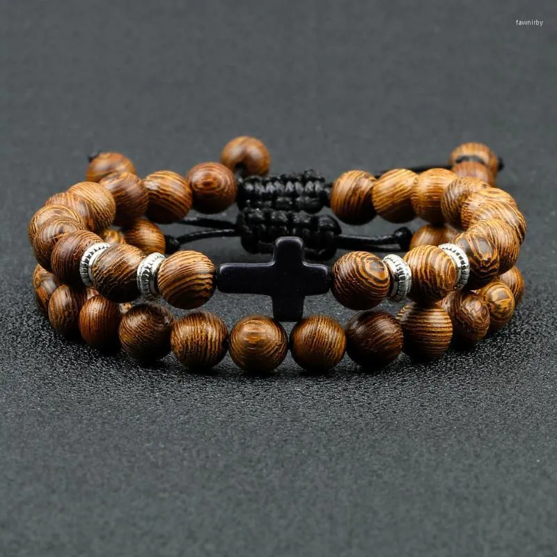 Perlenstränge Ethnische tibetische natürliche 8mm Tiger Vulkan Lava Armbänder unregelmäßige Kupferperlen geflochtene Armreifen für Frauen Männer Liebhaber Schmuck F