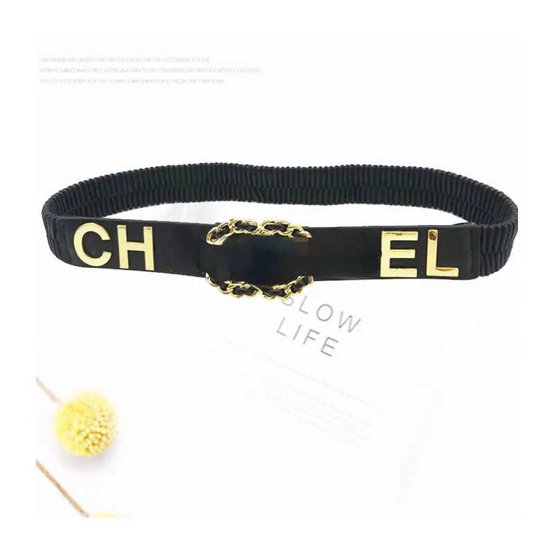 Famous brand elastic rubber belt Classic luxury party belts sheepskin black rope fashion waistband for girl gifts skirt girdle