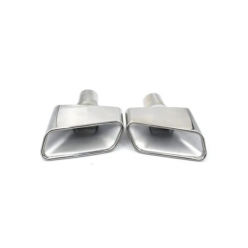 2 PCS Tubo Quadrato Ugello Argento Tubo In Acciaio Inox Silenziatore di Scarico Punte di Coda Per BENZ Classe S W221 S350 S300 S500 Car Styling