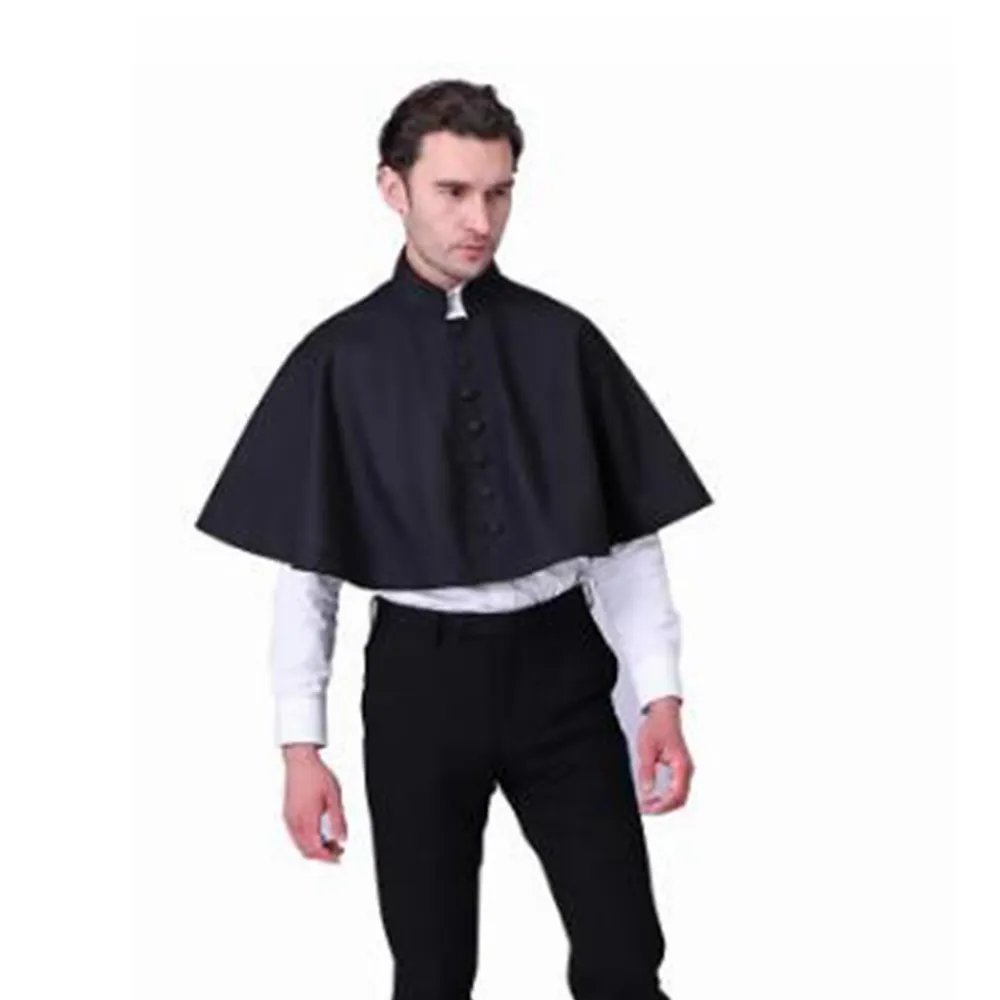 Prêtre Cape Costume Cape Courte Liturgique cappa Église Catholique Churchman Clergé Chrétien Noir Châle Pape Vêtements