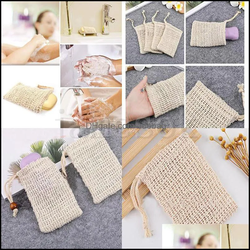 Neatening Mesh Soap Saver Pouches Holder For Shower Bath Foaming Natural Bag Sisal Dc632 Drop Delivery 2021 Brushes Sponges Scrubbers Bat