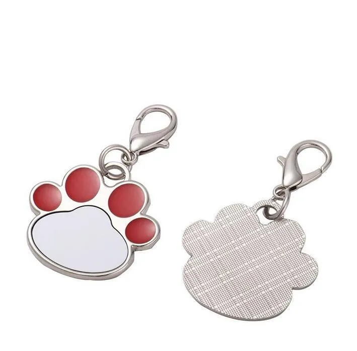 Sublimation Blank Keychain Pendant Creative Cat Paw Shape Keychains Heat Transfer Key Chain DIY Pet Keyring