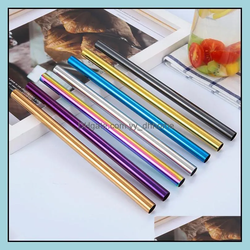 eco 12mm milktea straw 304 stainless steel wide straw colored straight juice straw bubble tea smoothie drinking