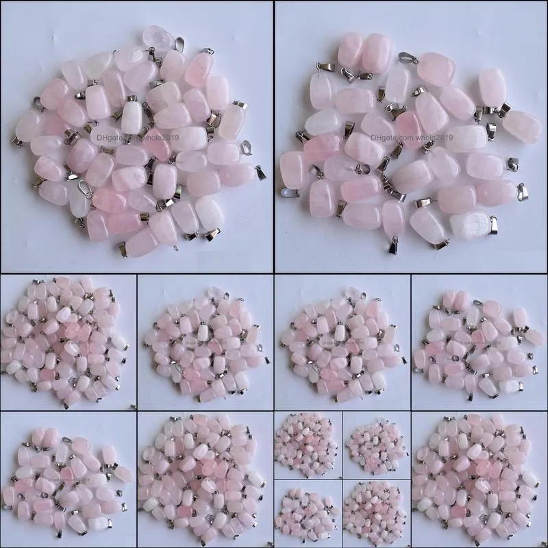 trendy assorted natural stone charms mixed irregular shape rose quartz pendants charms jewelry