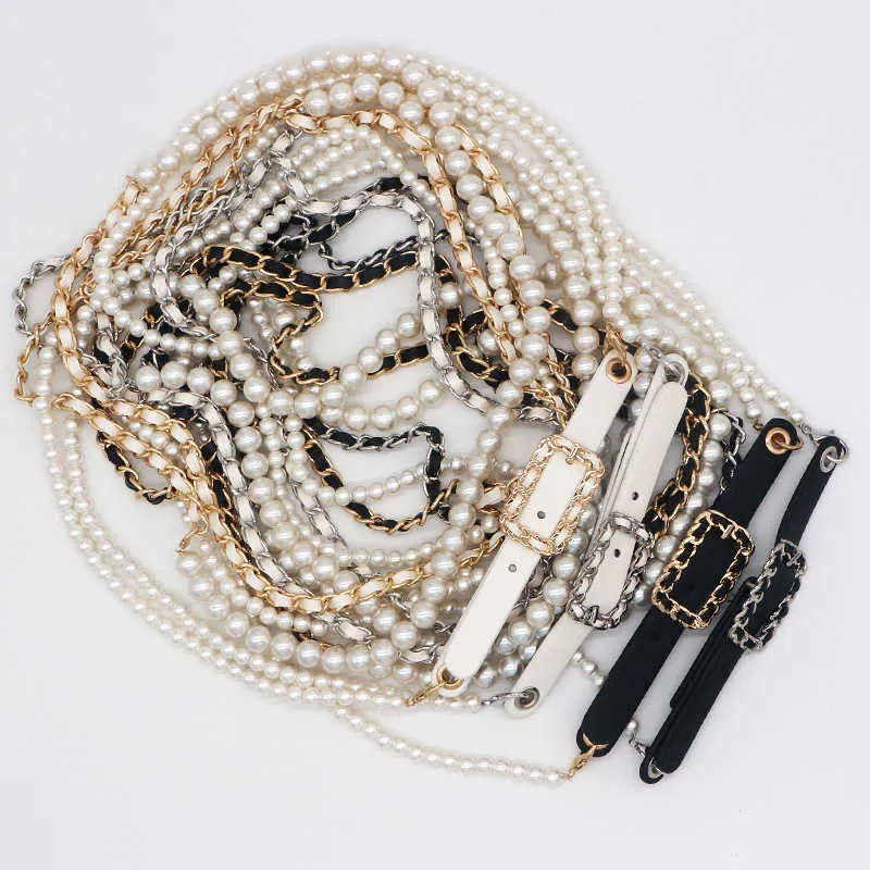 Elegant ,pearls rhinestone ,Black and Silver luxury ,woman waistband belt. Luxury Rhinestone Pearl Waist Belt - Elegant & Chic  main image 3