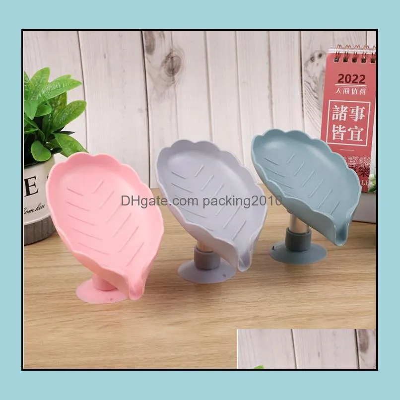 creative pp plastic leaf shape soap dishes drain holder box bathroom accessories toilet laundry bathroom supplies tray gadgets sn3378