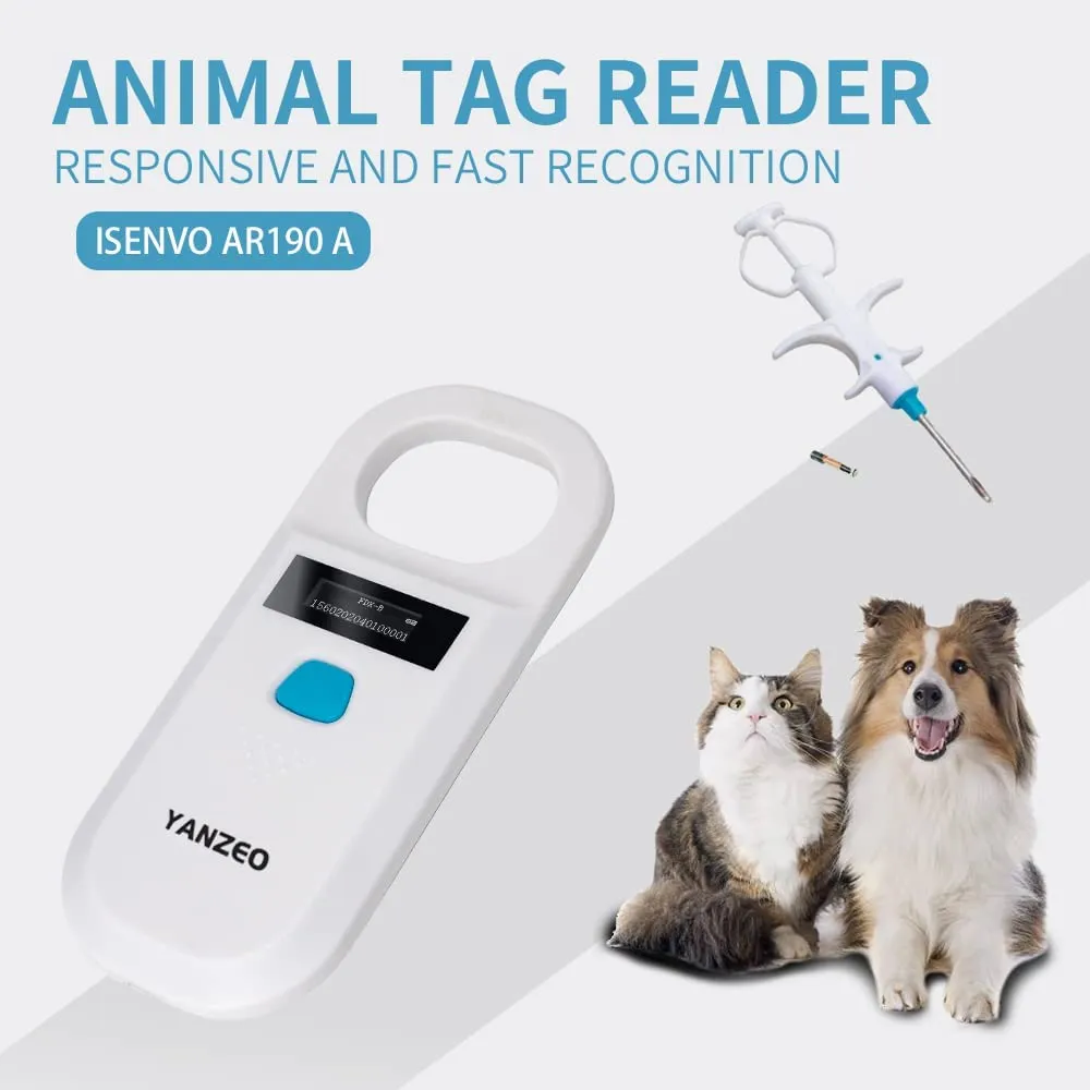 Yanzeo PET Microchip RFID EMID Animal Handheld Reader 134.2 ID Scanner Registro de chip recarregável Tag FDX-B ISO 11784/11785 AR180