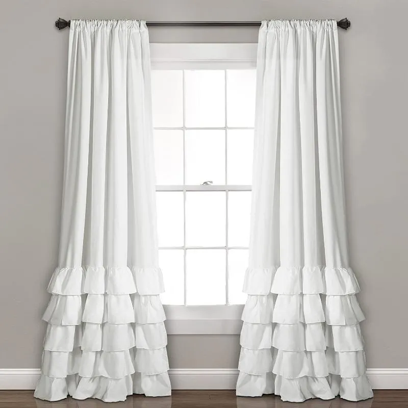 Curtain & Drapes Curtains For Living Room American Simple Modern Pure Cotton White Ruffled Literary Style Small Fresh Dining Bedroom