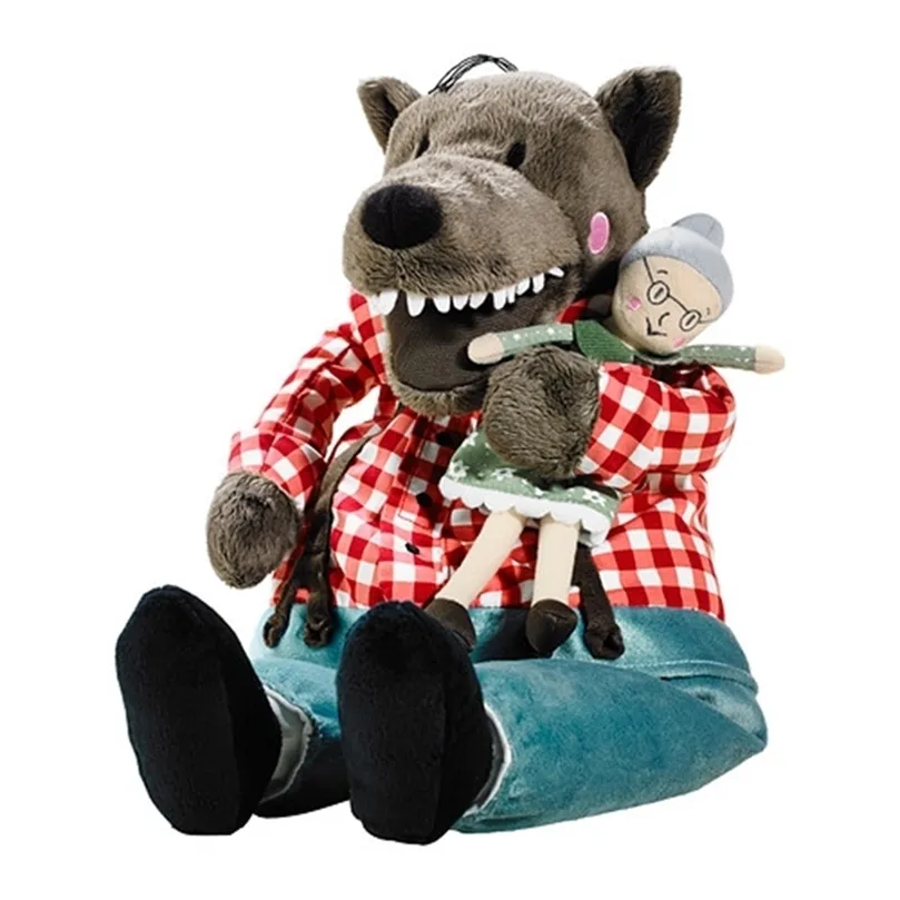 45cm Lufsig Plüsch Oma Wolf Spielzeug Stoffwolf und Oma Puppe Geschenk LJ201126