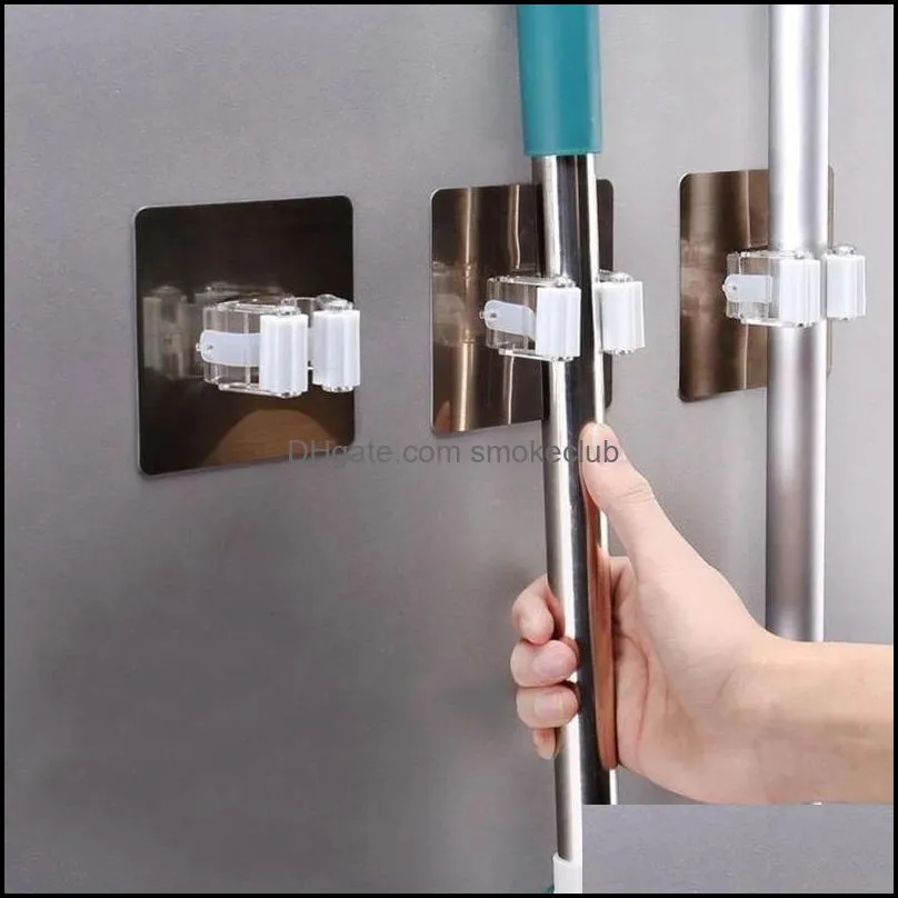 Hooks Rails Adhesive Mti-Purpose Wall Mounted Mop Organizer Holder Rackbrush Broom Hanger Hook Kitchen Bathroom Strong Drop Delivery 2021
