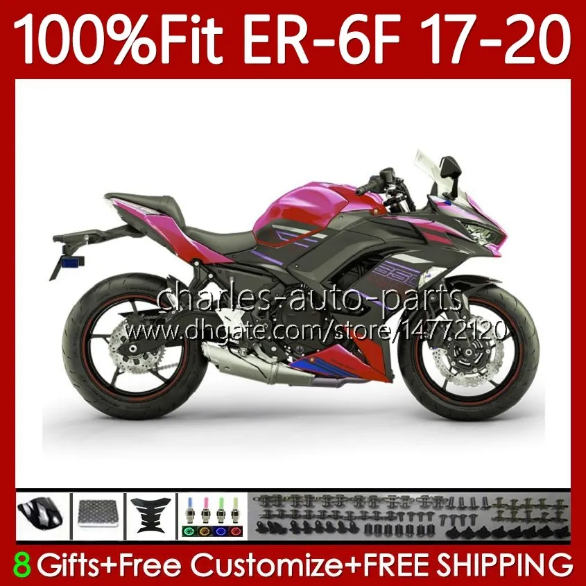 OEM Bodywork Kit For KAWASAKI NINJA 650R ER 6F ER6 F ER 6F 650 Red black R 2017 2018 2019 2020 Body 137No.68 650 R 2017 2020 ER6 F ER6F 17 18 19 20