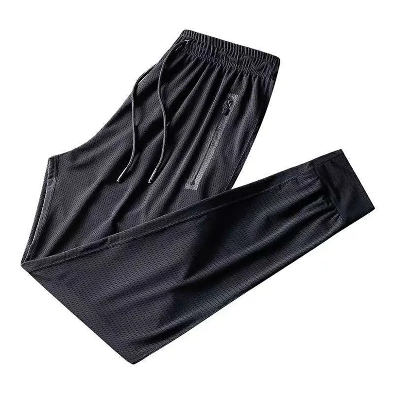 10XL 150kg été hommes trou pantalon respirant grande taille élasticité sport gym fitness porte fermeture éclair lâche 220330