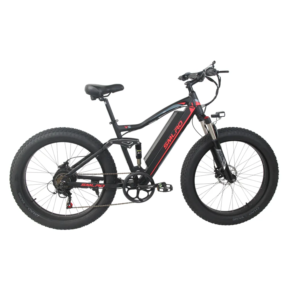 SMLRO V5 26 Inch 4.0 Fat Tire Elcykel Dolt Batteri Full Suspension 48V13AN1000W Elcykel 7 hastigheter