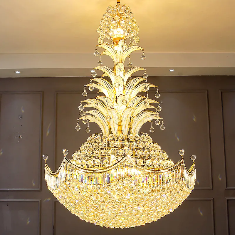 Big Luxurious K9 Crystal Chandeliers Lights LED LED American Modern Landelier European Art Deco Droplight Home Loft Hotel Iluminación interior Diámetro120 cm