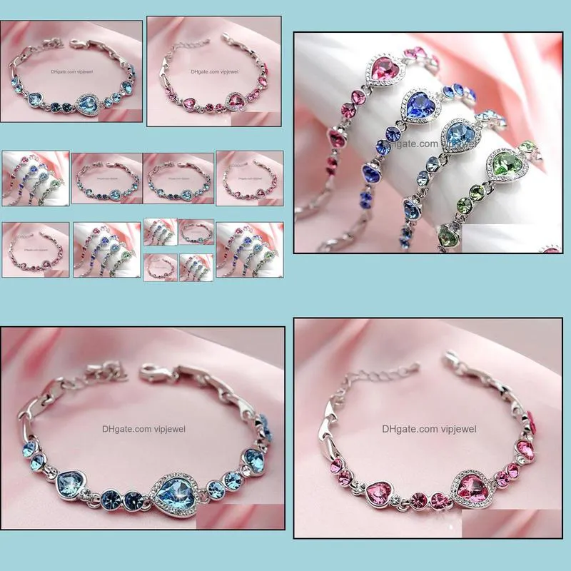 bracelets for women women`s bracelet fashion heart crystal bracelets bangles vipjewel