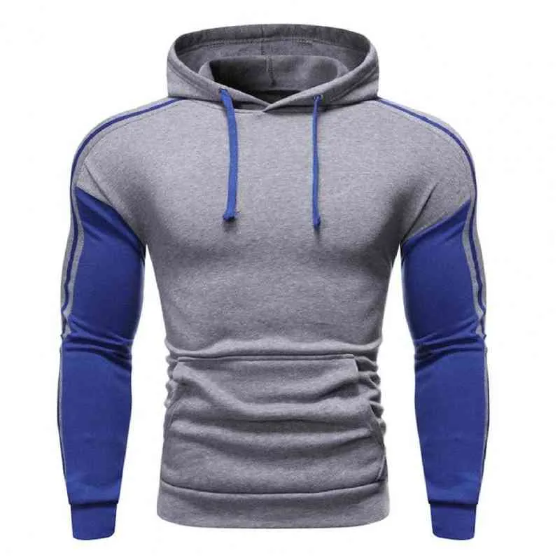 2021 Autumn Winter Men hoodies varma tröjor topp manlig smal fast färg stor ficka manlig huva tröja sport l220725