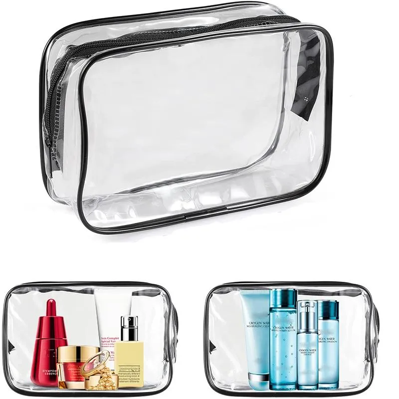 Sacs à cosmétiques imperméables en PVC pour femmes, sac de transport de toilette, pochette transparente, organisateur de maquillage Portable pour voyage, salle de bain, cosmétiques