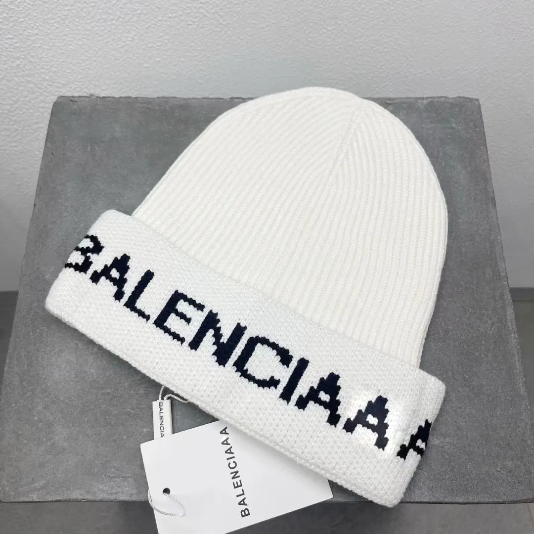 Chapéus de tricô de marca de moda para casal, chapéu de balde bordado com letras femininas, gorro de lã masculino